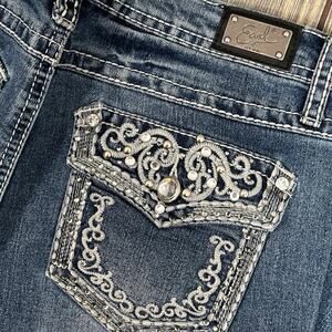 Earl Jean Bootcut Women Denim Embellished Rhinestone Junior Sz 4 Americana